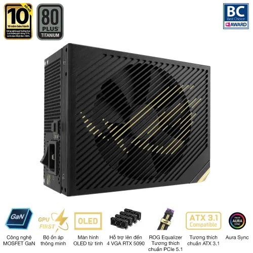 Nguồn máy tính Asus Rog Thor 3000W Titanium III Edition 20 (ATX 3.1/ PCIe 5.1/ 80Plus Titanium/ Full Modular) - ROG-THOR-3000T3-GAMING-EDITION-20